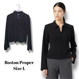 Vintage Boston Proper Y2K Black Zip Up Collared Jacket L Minimalist Office Siren